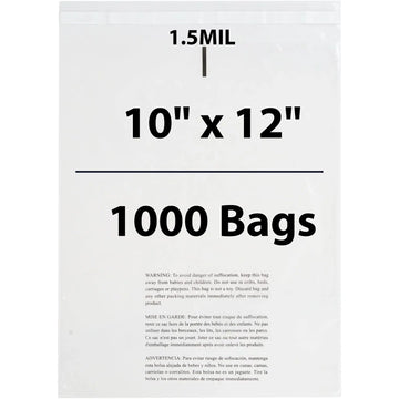 Poly Bags with suffocation warning 1.5 Mil 10X12 inches 1000 Bags